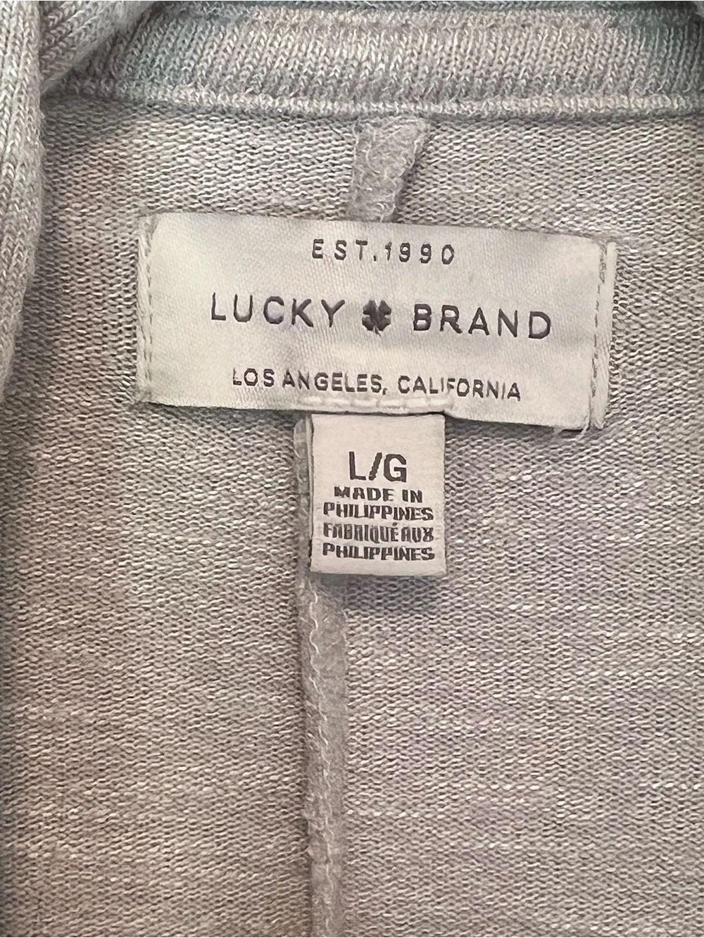 Lucky Brand Open-Front Light Gray Cardigan Sweater Sz L